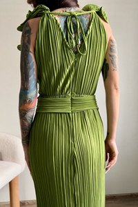 Vestido Longo Sem Manga Babado Decote Redondo Valentina