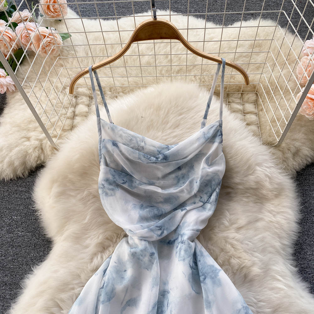 Vestido Longo Alça Fina Estampa Floral Fluido Thuane