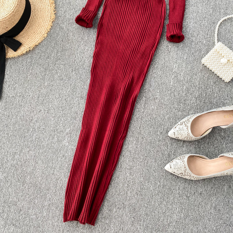 Vestido Longo Manga Longa Decote V Helena