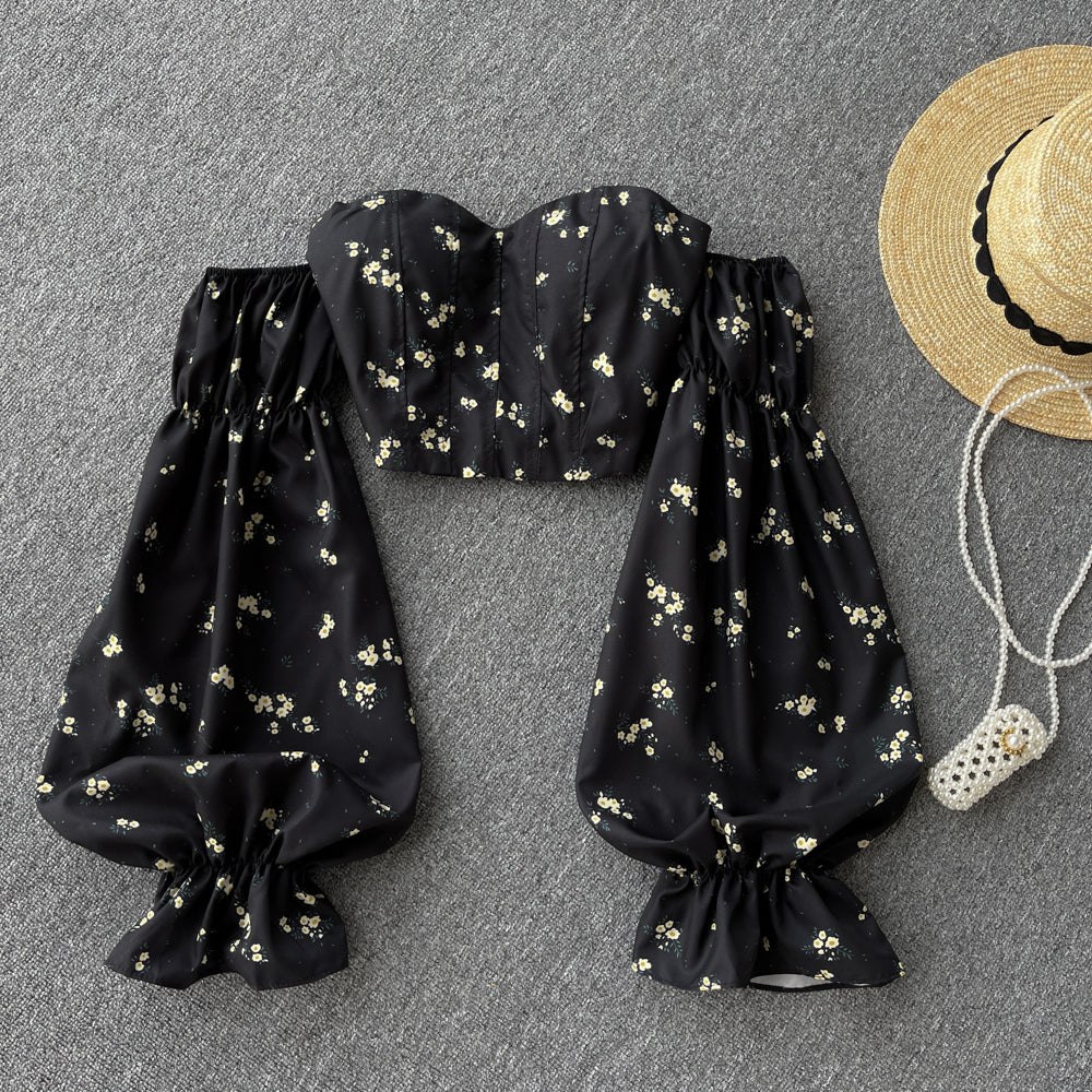 Cropped Manga Longa Ombro Exposto Aurora