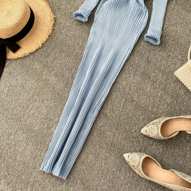 Vestido Longo Manga Longa Decote V Helena