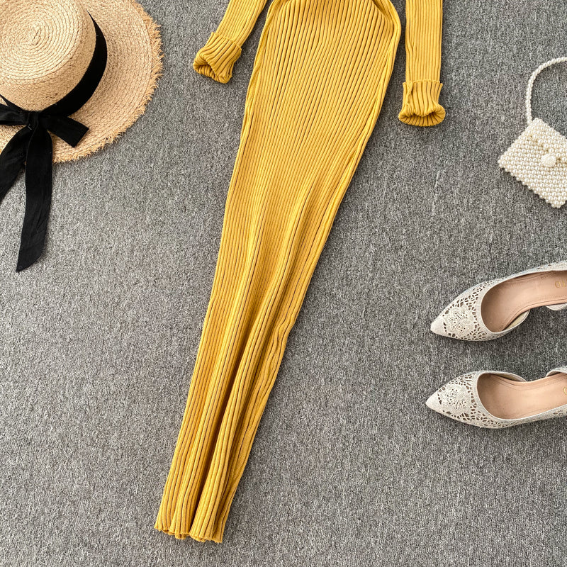 Vestido Longo Manga Longa Decote V Helena