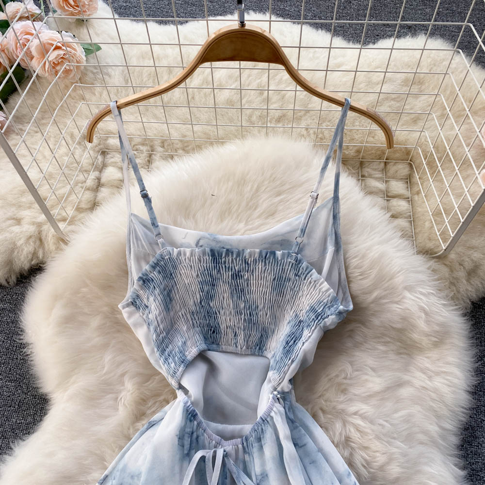 Vestido Longo Alça Fina Estampa Floral Fluido Thuane