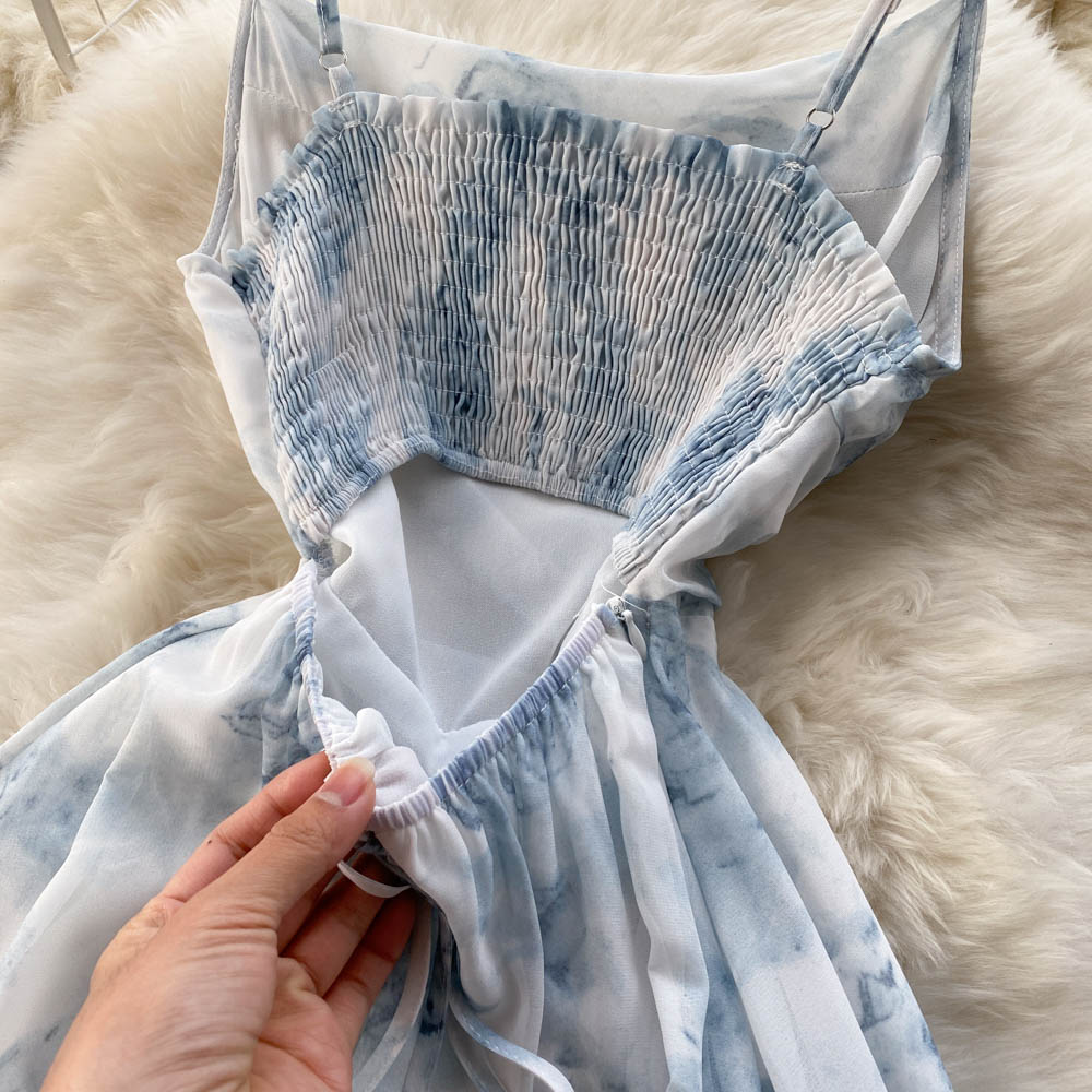 Vestido Longo Alça Fina Estampa Floral Fluido Thuane