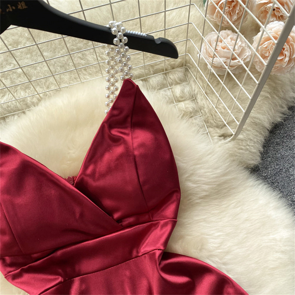 Vestido Curto Decote V Alça Fina Fluido Valéria