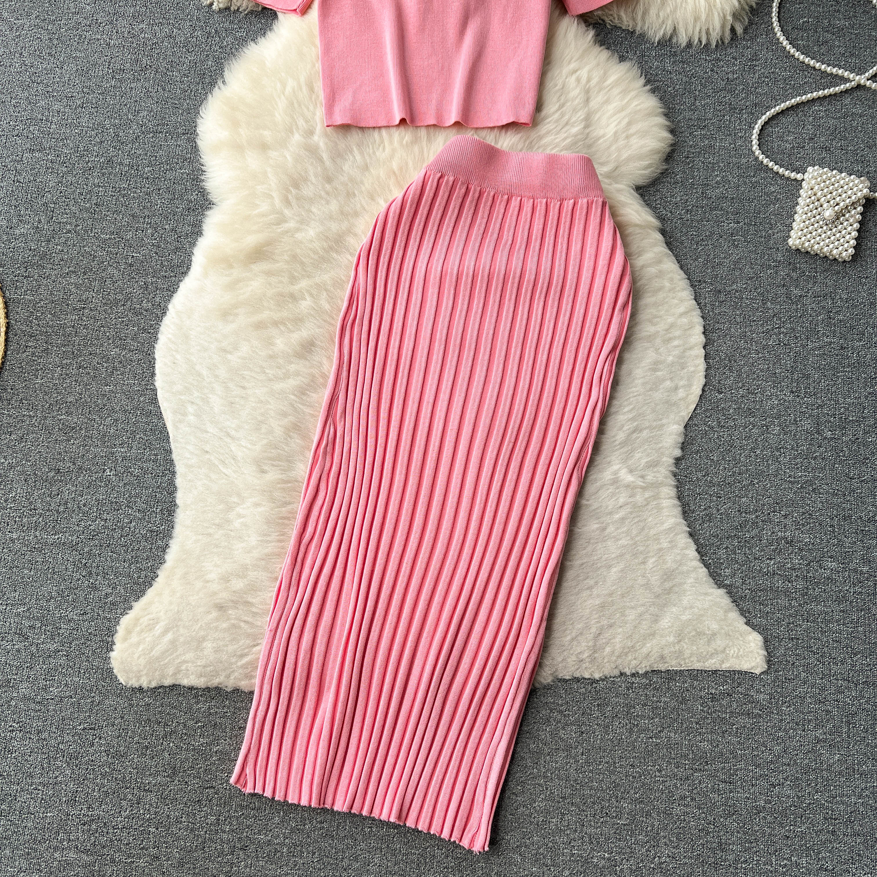 Conjunto Cropped Manga Curta Saia Midi Luna