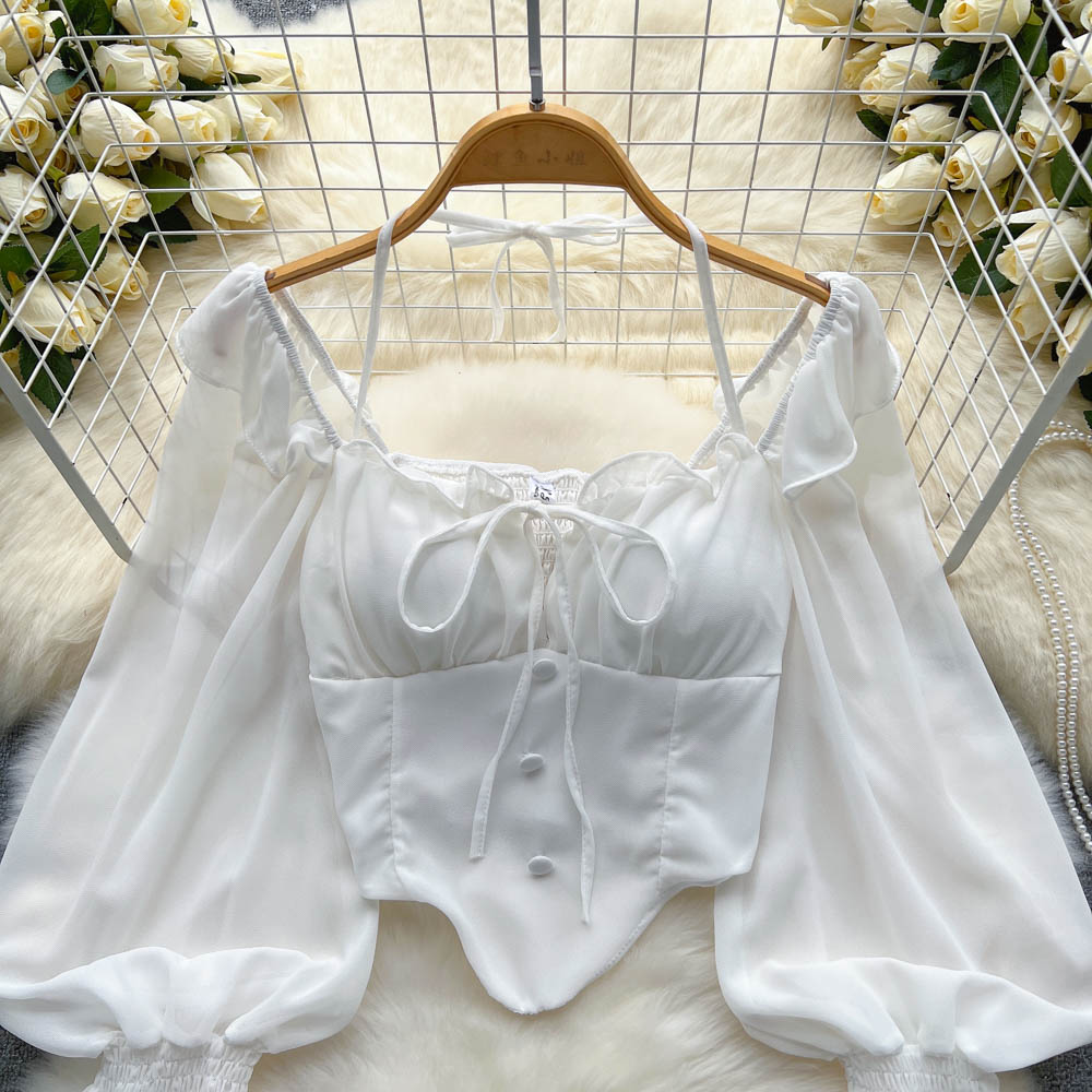 Cropped Manga Flare Decote Halter Valentina