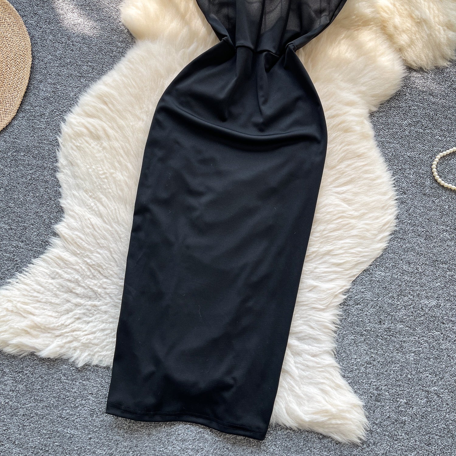 Vestido Longo Justo Alça Larga Tule Drapeado Daniela