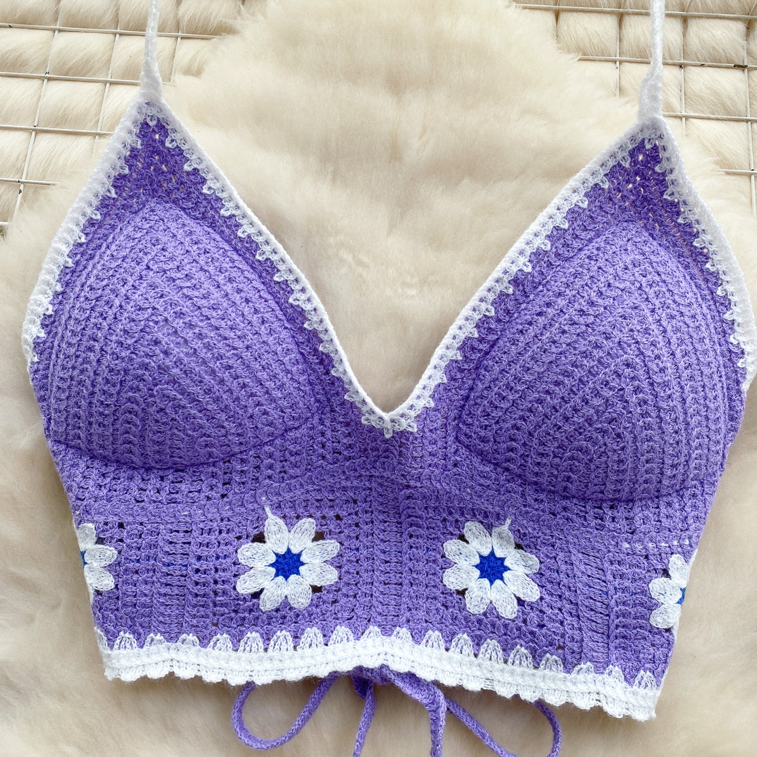 Top Tricô Floral Alça Fina Aurora