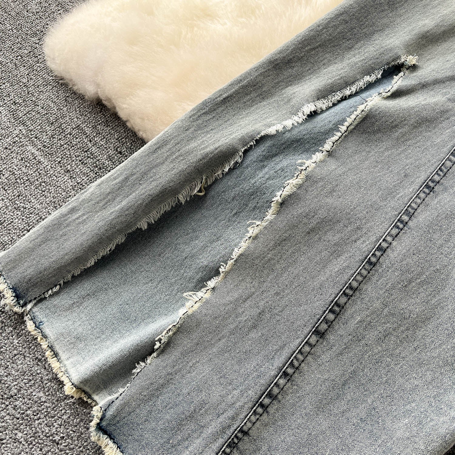 Conjunto Top Tomara Que Caia Saia Longa Fenda Frontal Jeans Íris