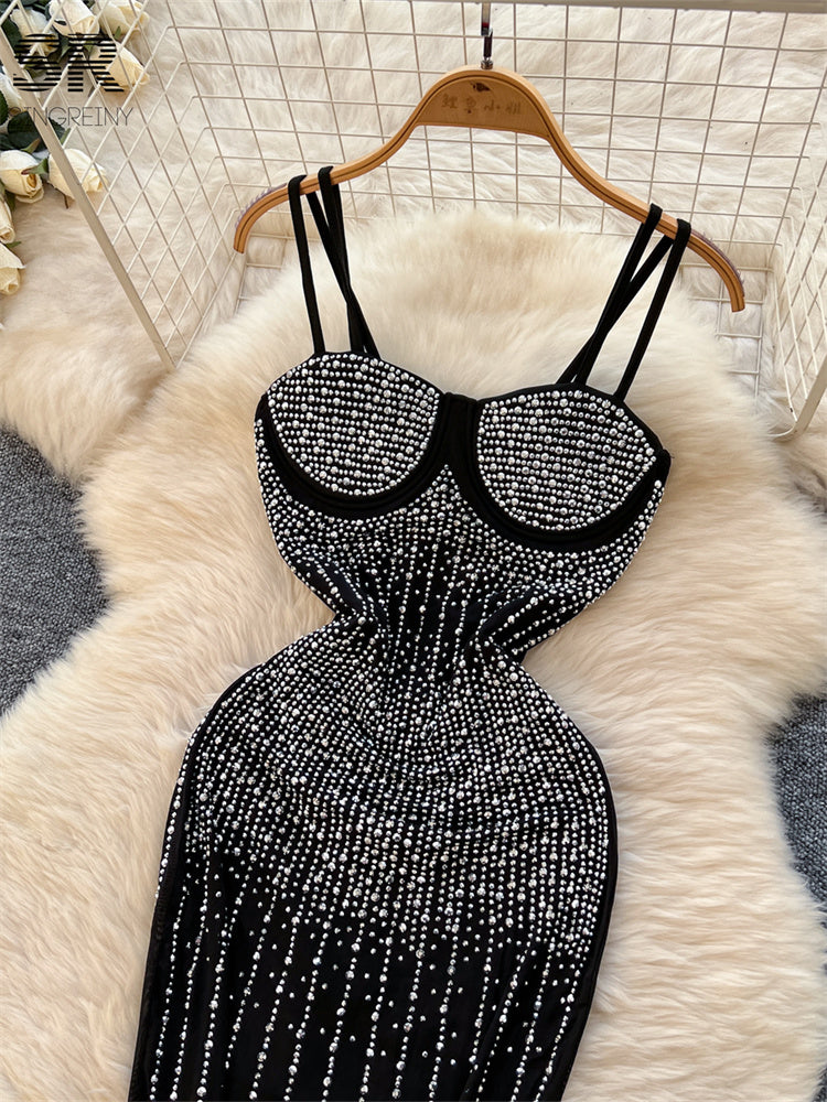 Vestido Longo Alça Fina Pérola Chloe