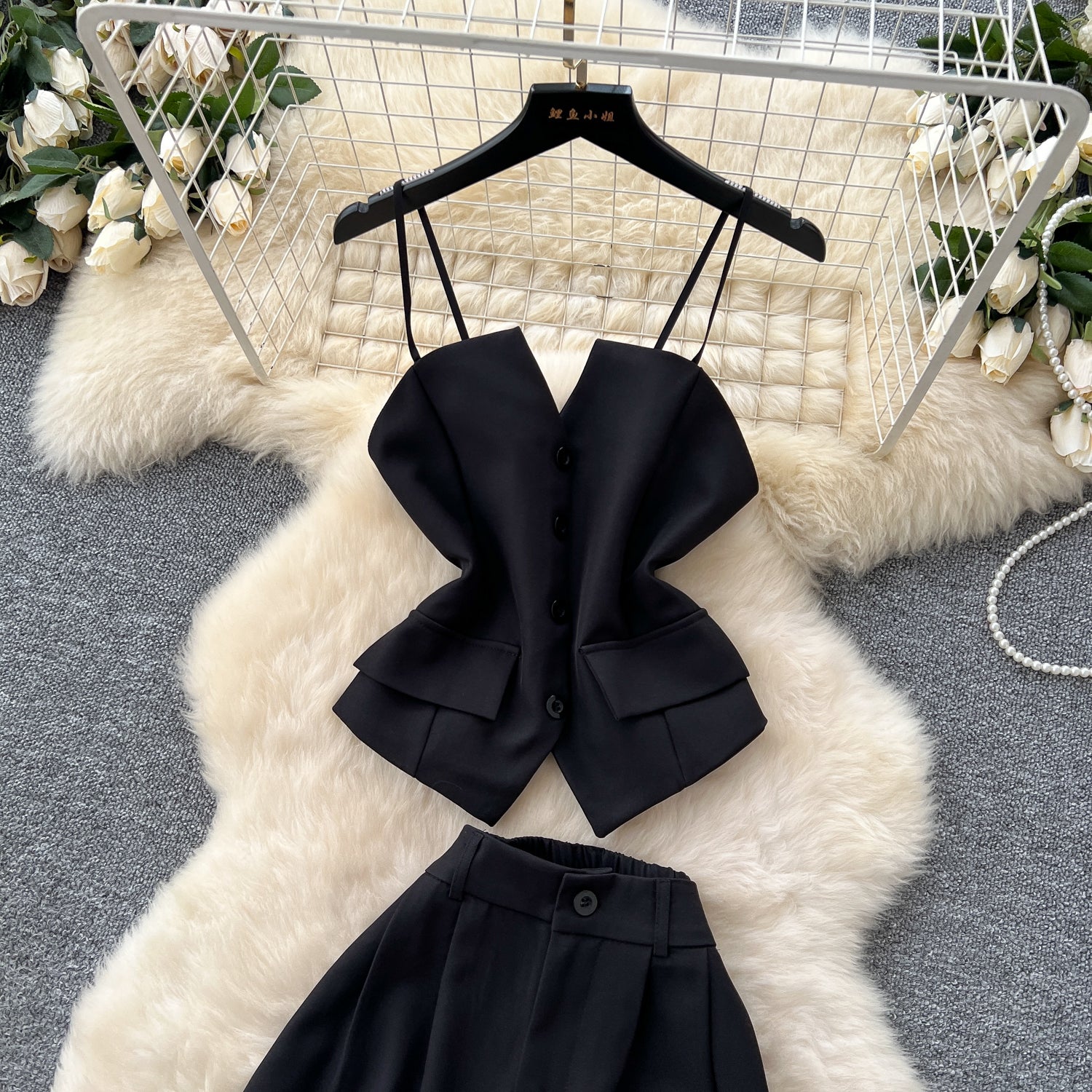 Conjunto Top Estruturado Alça Fina Calça Longa Bianca