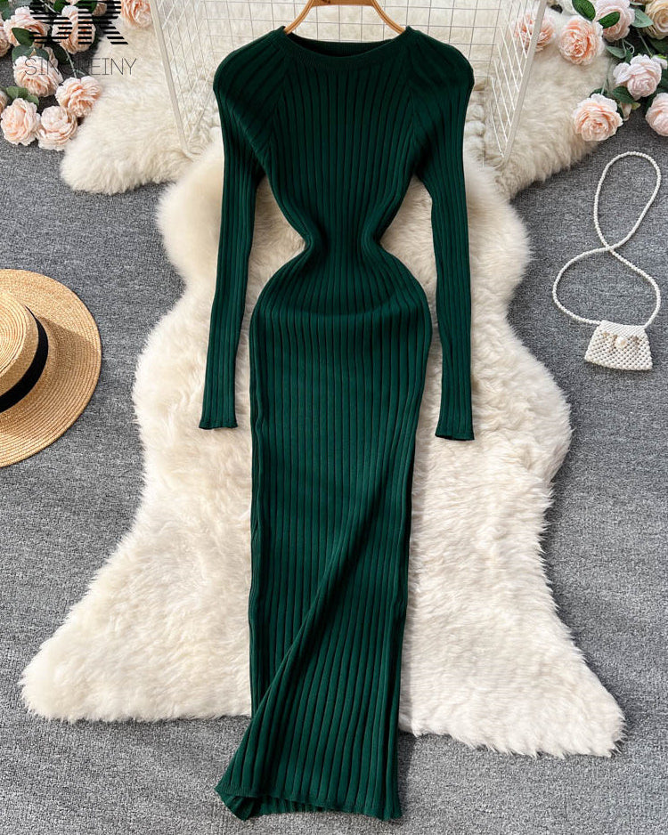 Vestido Longo Justo Decote Redondo Íris