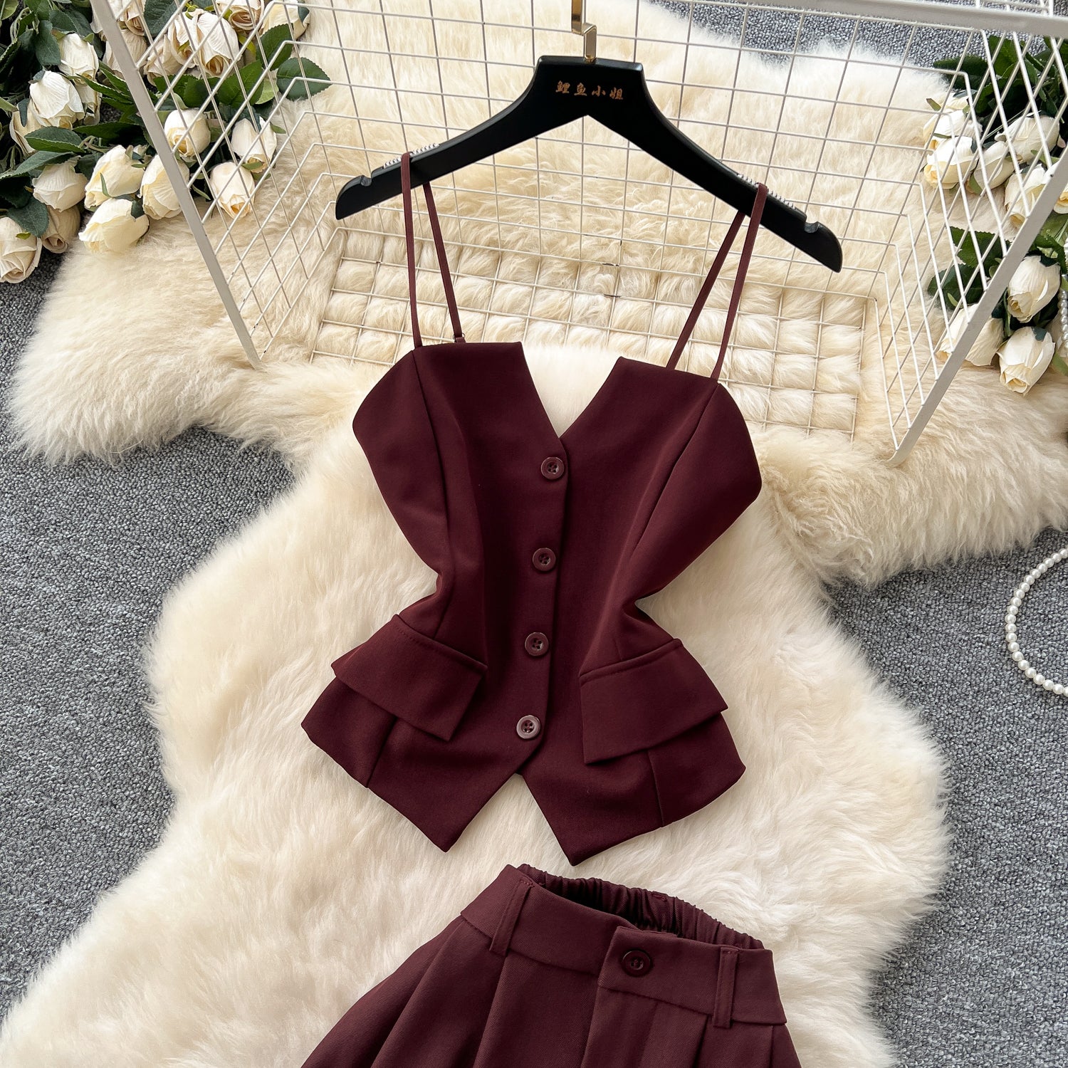 Conjunto Top Estruturado Alça Fina Calça Longa Bianca