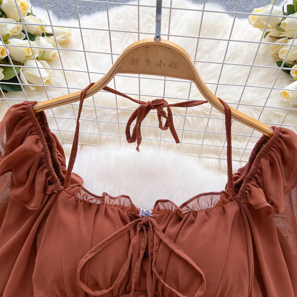 Cropped Manga Flare Decote Halter Valentina