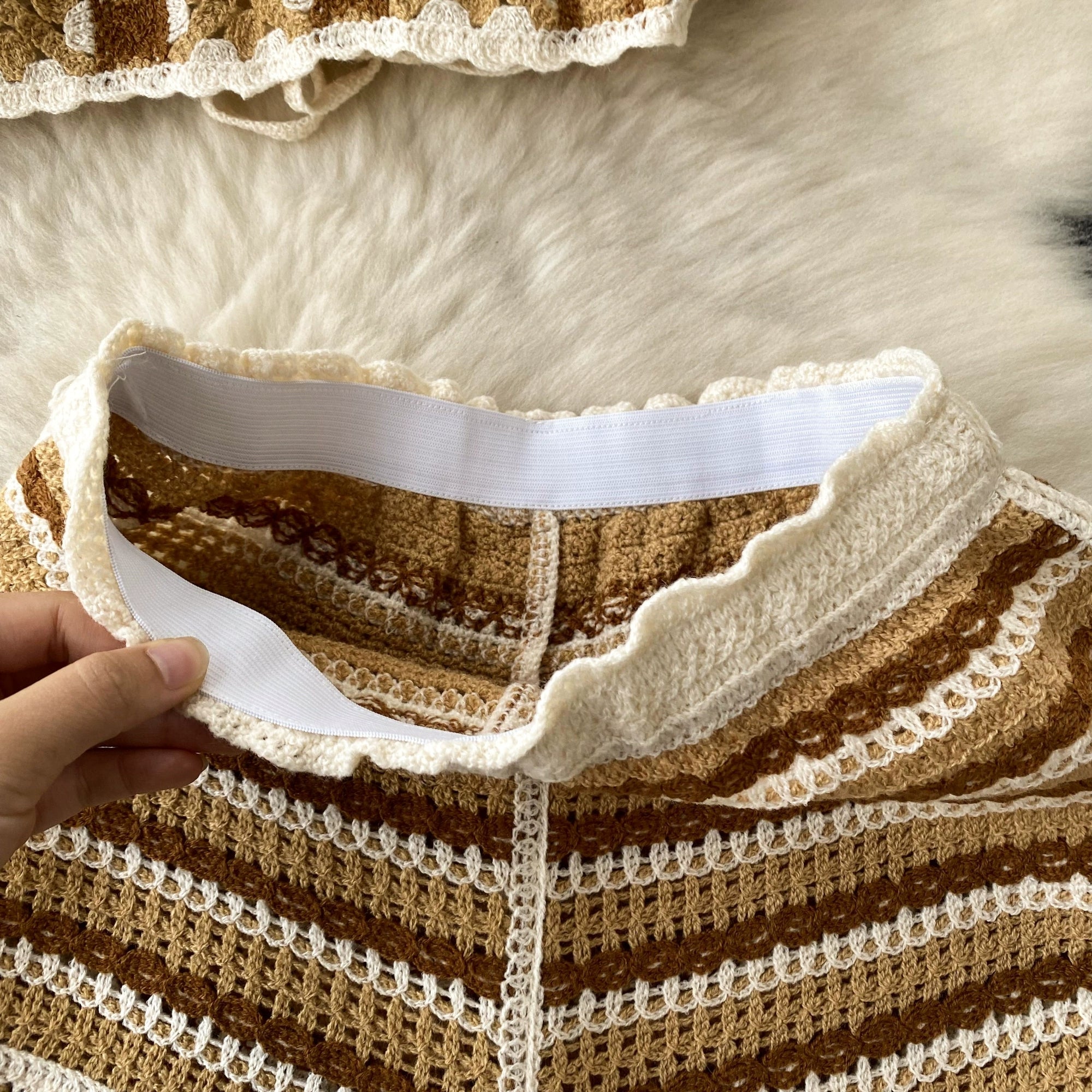 Conjunto Tricot Cropped Listrado Alça Fina Short Tuane