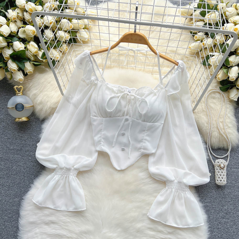 Cropped Manga Flare Decote Halter Valentina