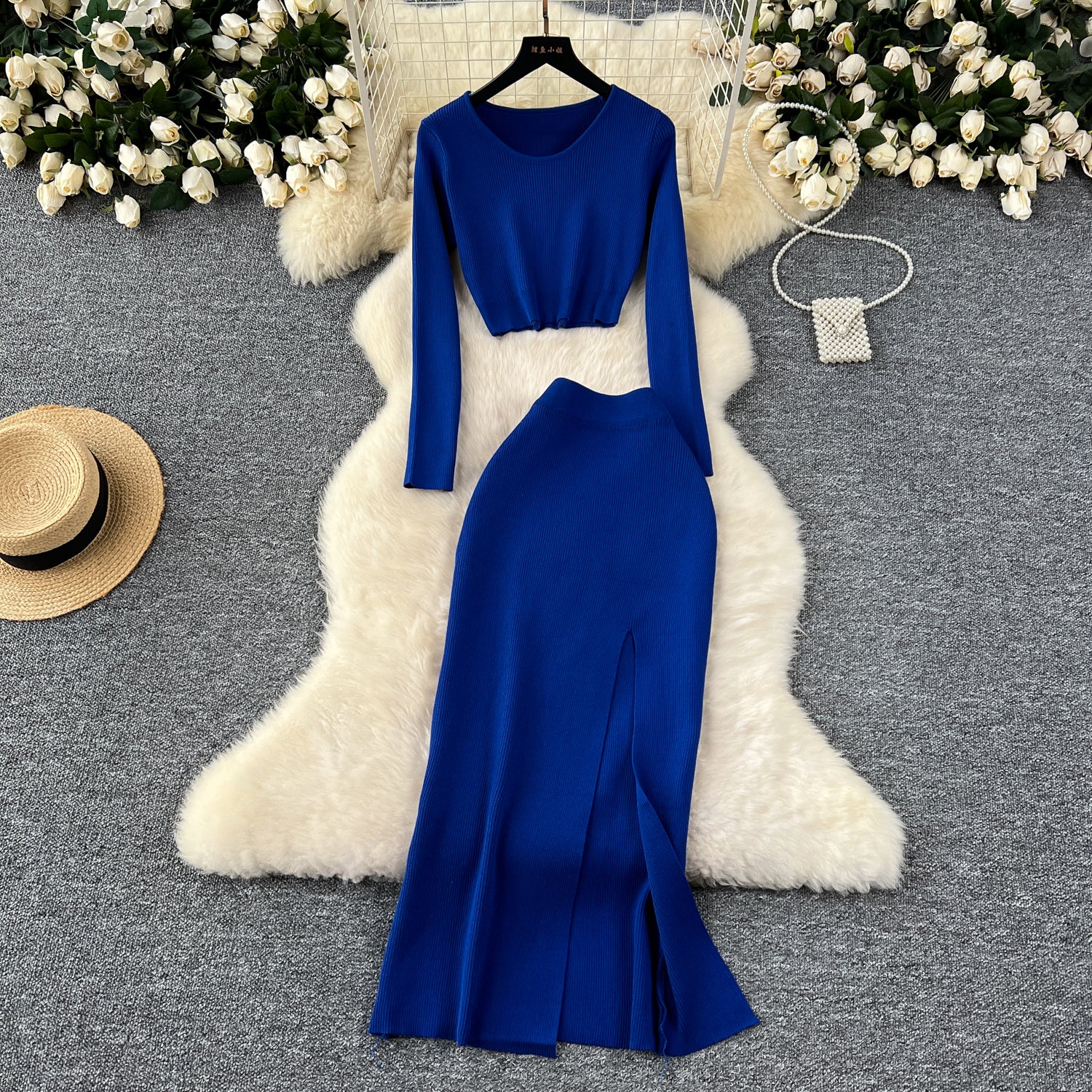 Conjunto Cropped Manga Longa Saia Longa Sofia