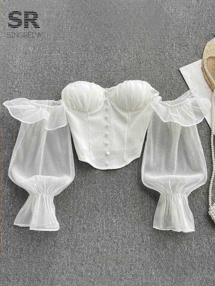 Cropped Ombro A Ombro Manga Longa Elisa