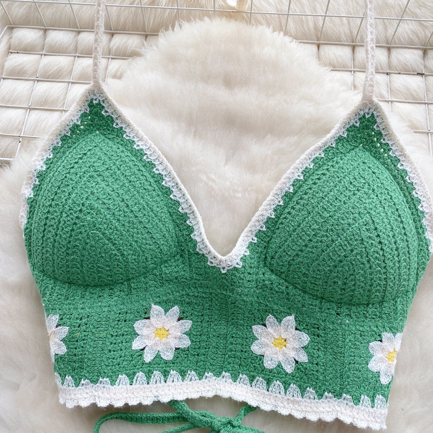 Top Tricô Floral Alça Fina Aurora