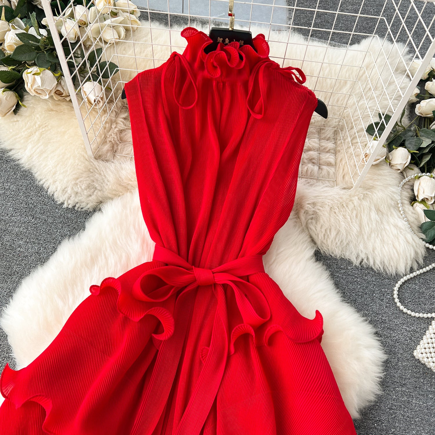 Vestido Longo Sem Manga Babado Solto Aurora