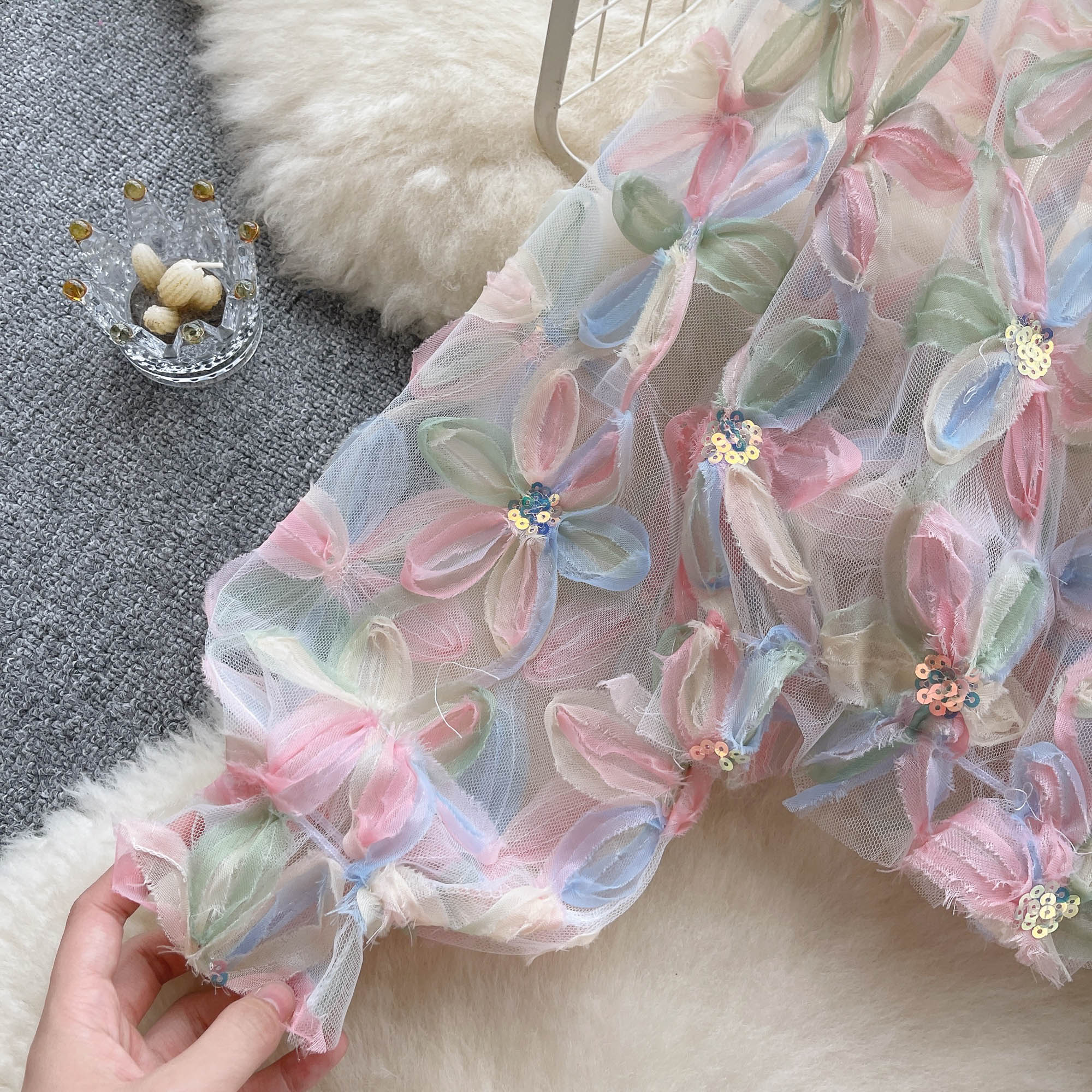 Cropped Ombro A Ombro Manga Longa Transparente Serena