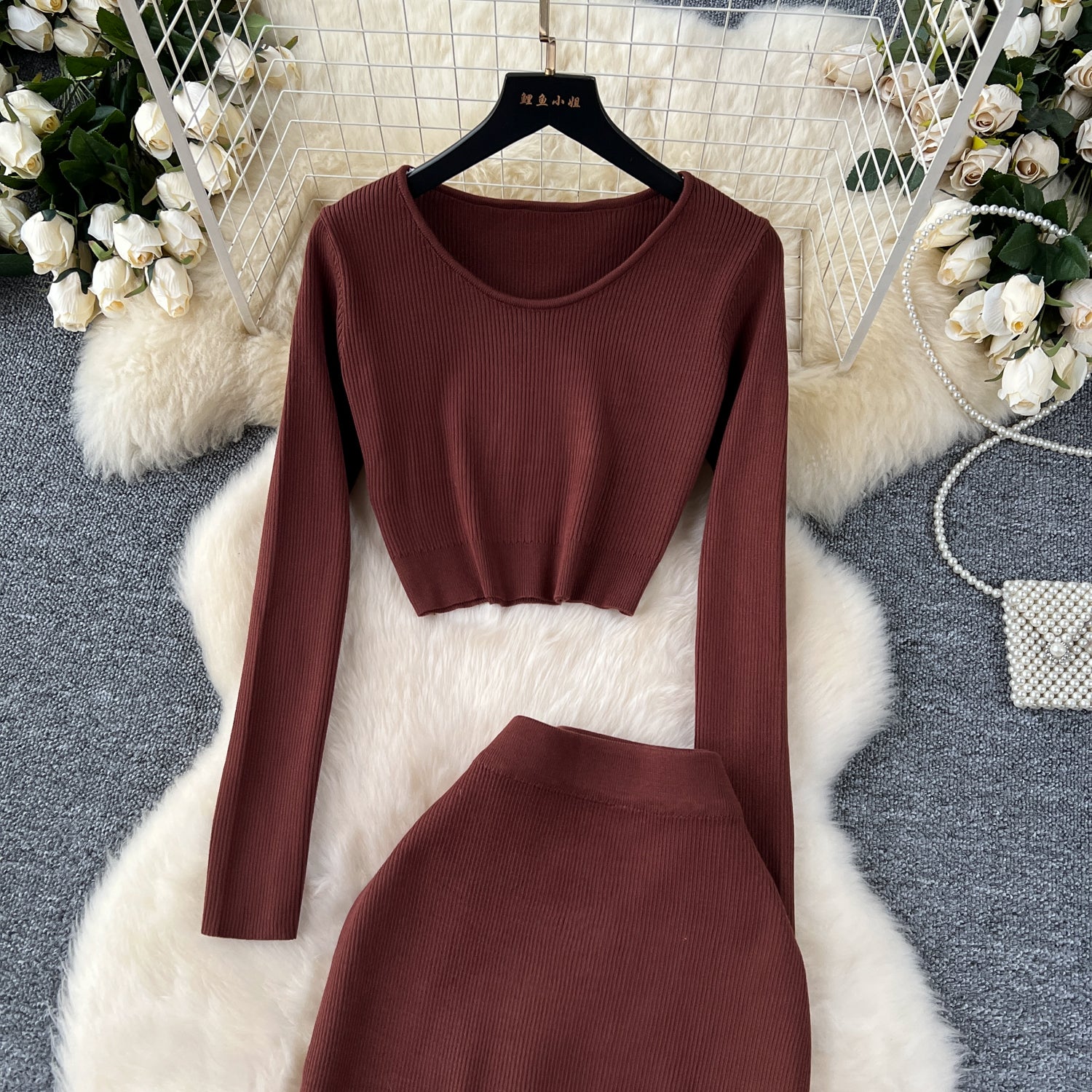 Conjunto Cropped Manga Longa Saia Longa Sofia