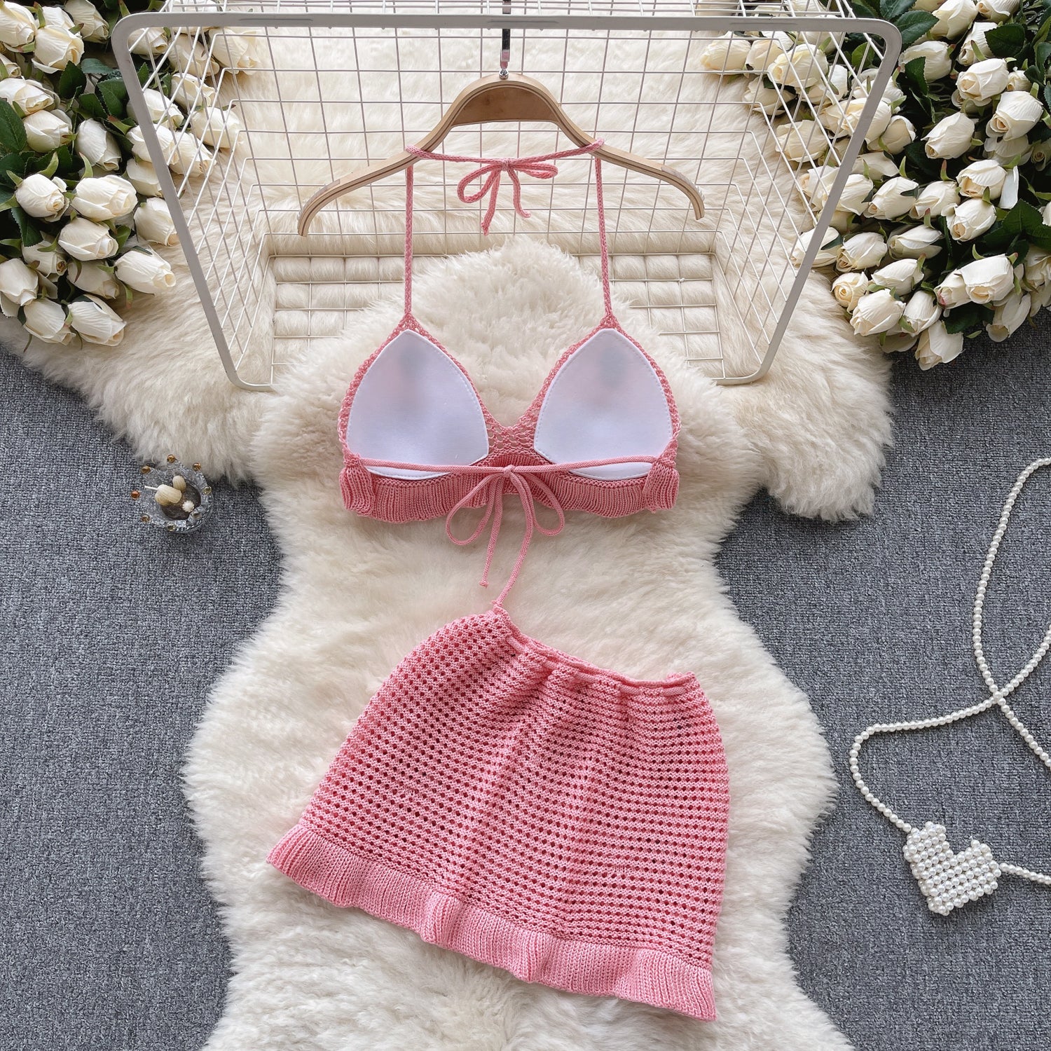 Conjunto Tricot Cropped Amarração Saia Lara