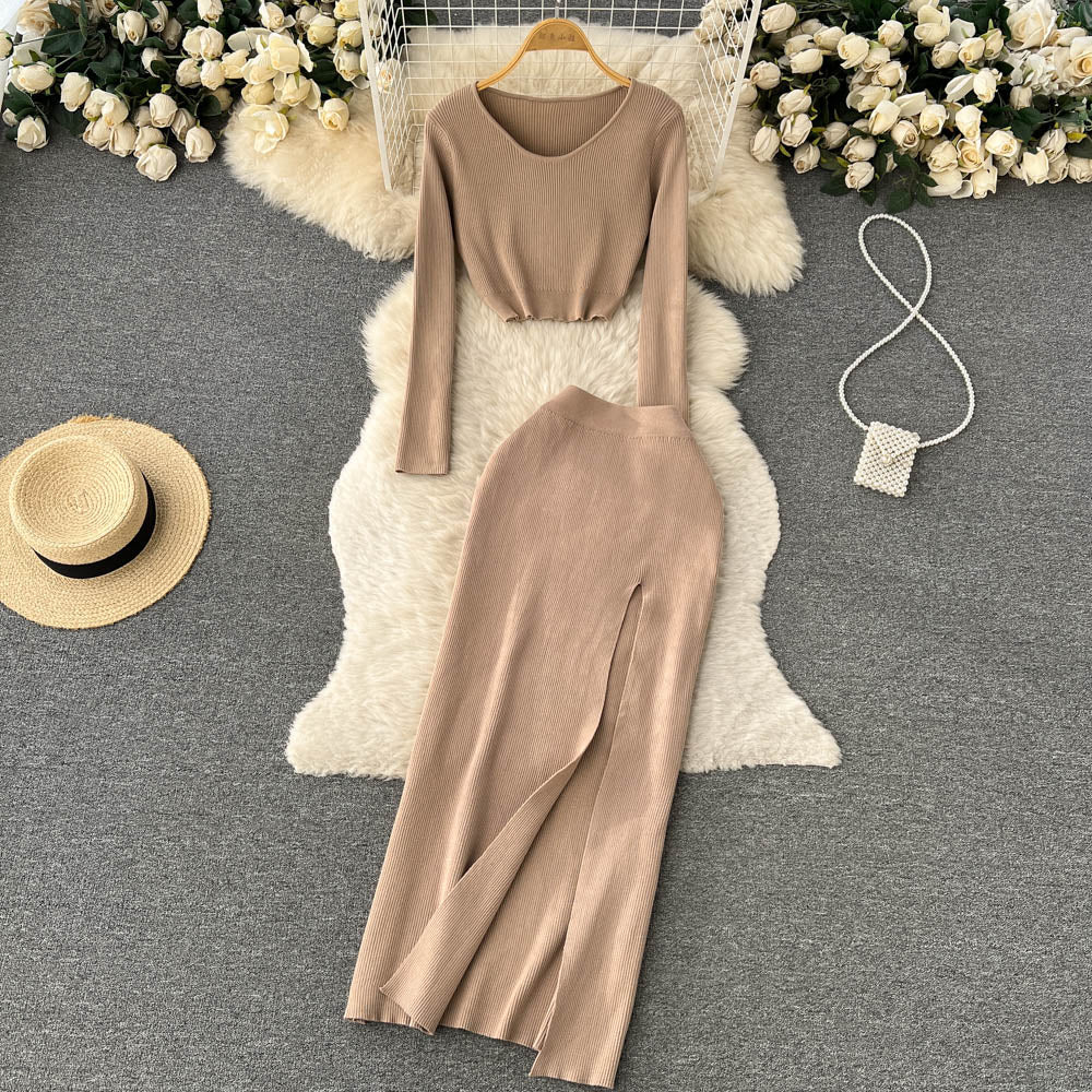 Conjunto Cropped Manga Longa Saia Longa Sofia