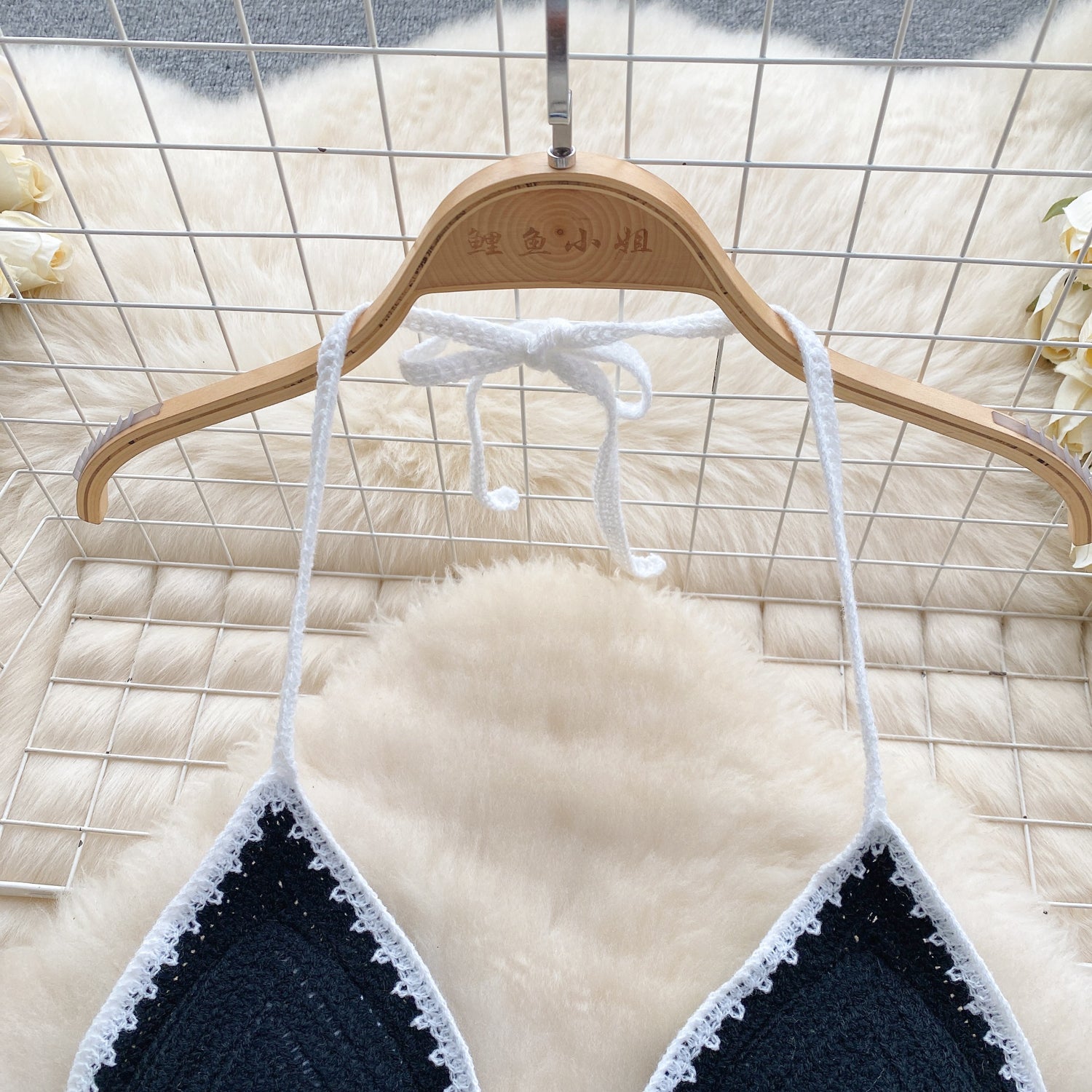 Top Tricô Floral Alça Fina Aurora