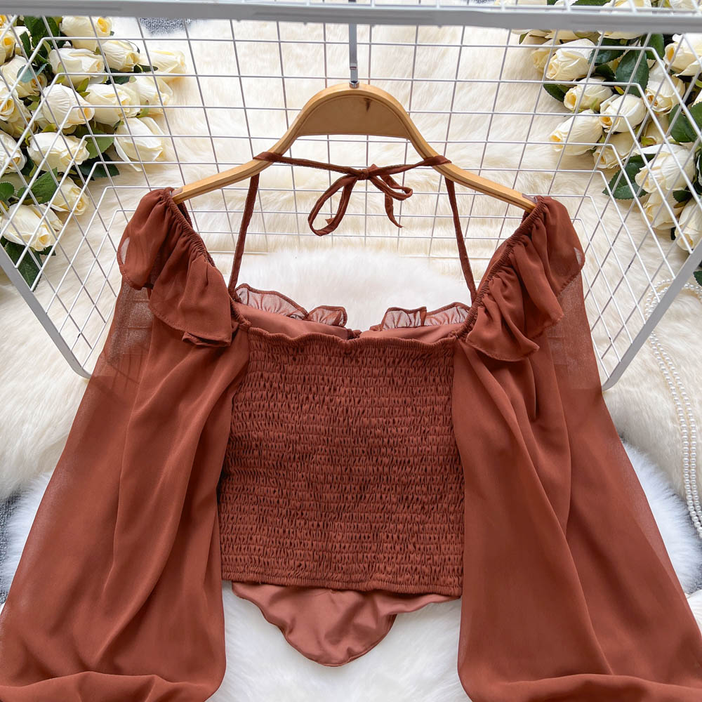 Cropped Manga Flare Decote Halter Valentina