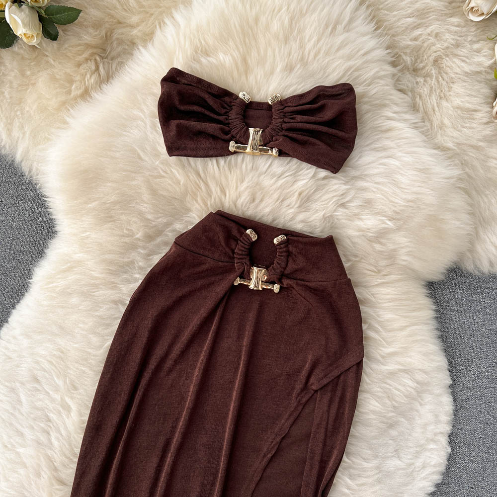 Conjunto Top Tomara Que Caia Saia Longa Serena