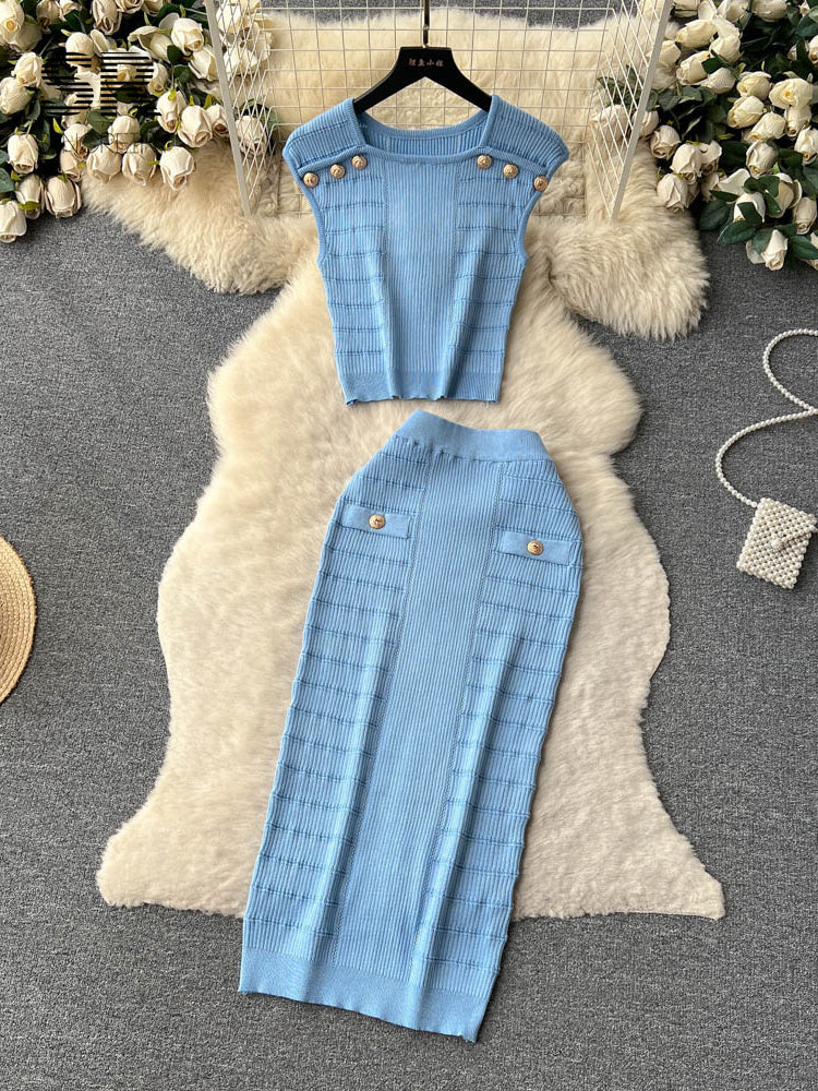 Conjunto Duas Peças Sem Manga Saia Midi Valentina