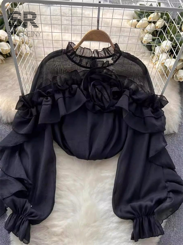 Blusa Manga Bufante Babado Bianca