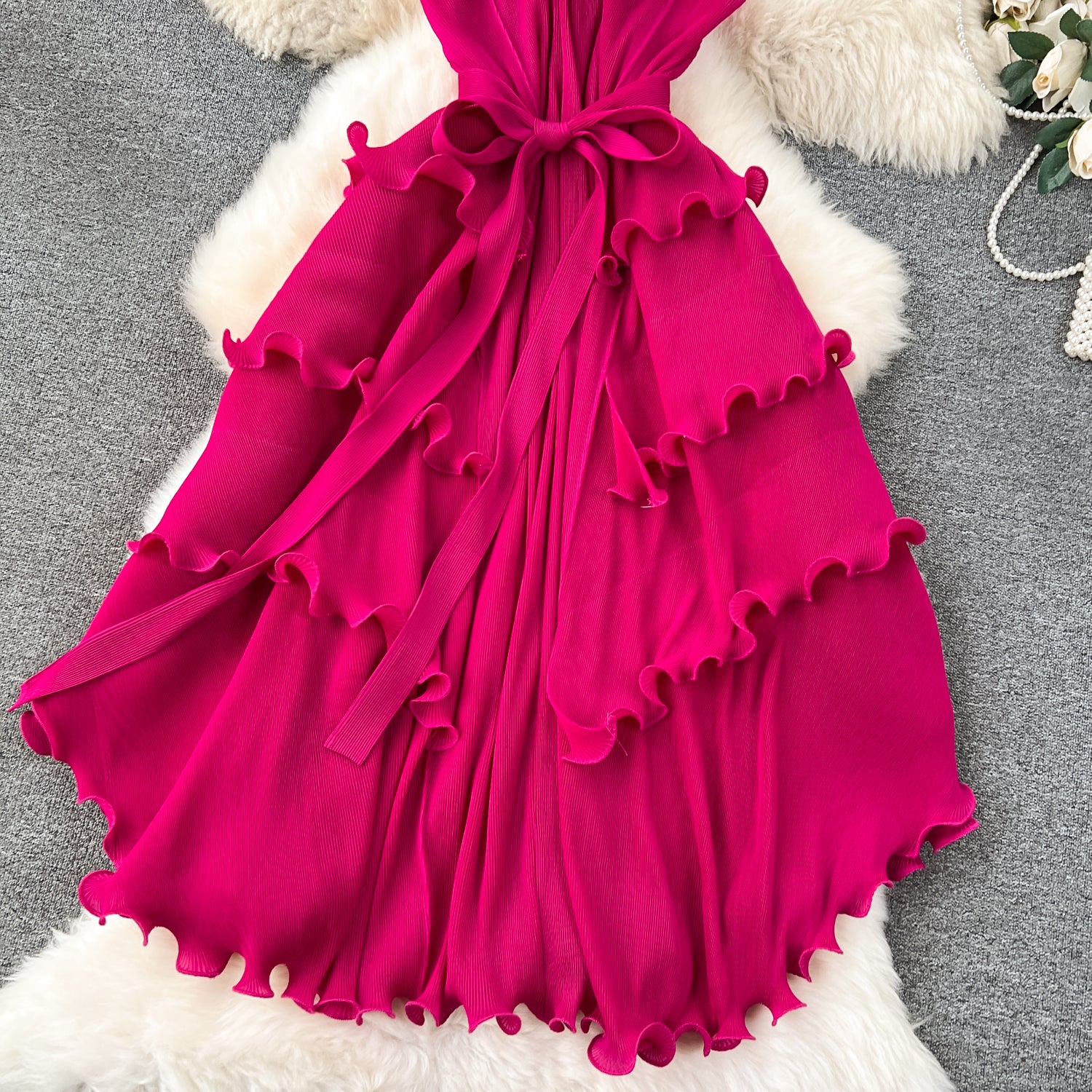 Vestido Longo Sem Manga Babado Solto Aurora