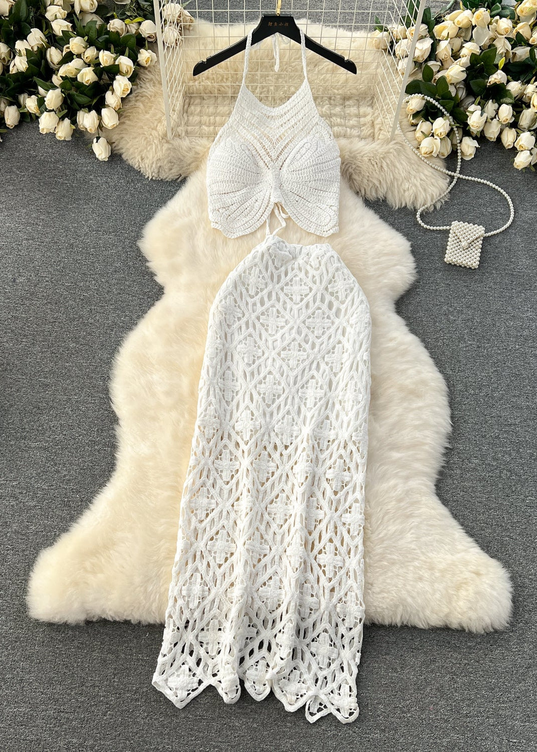 Conjunto Cropped Tricot Saia Longo Serena