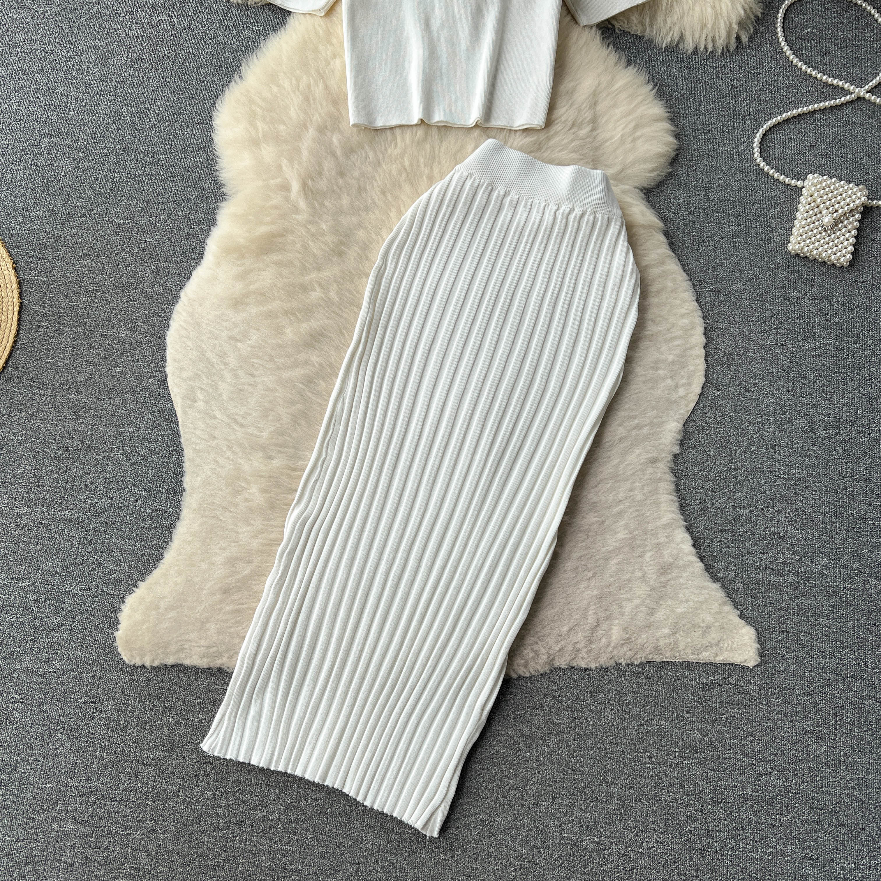 Conjunto Cropped Manga Curta Saia Midi Luna