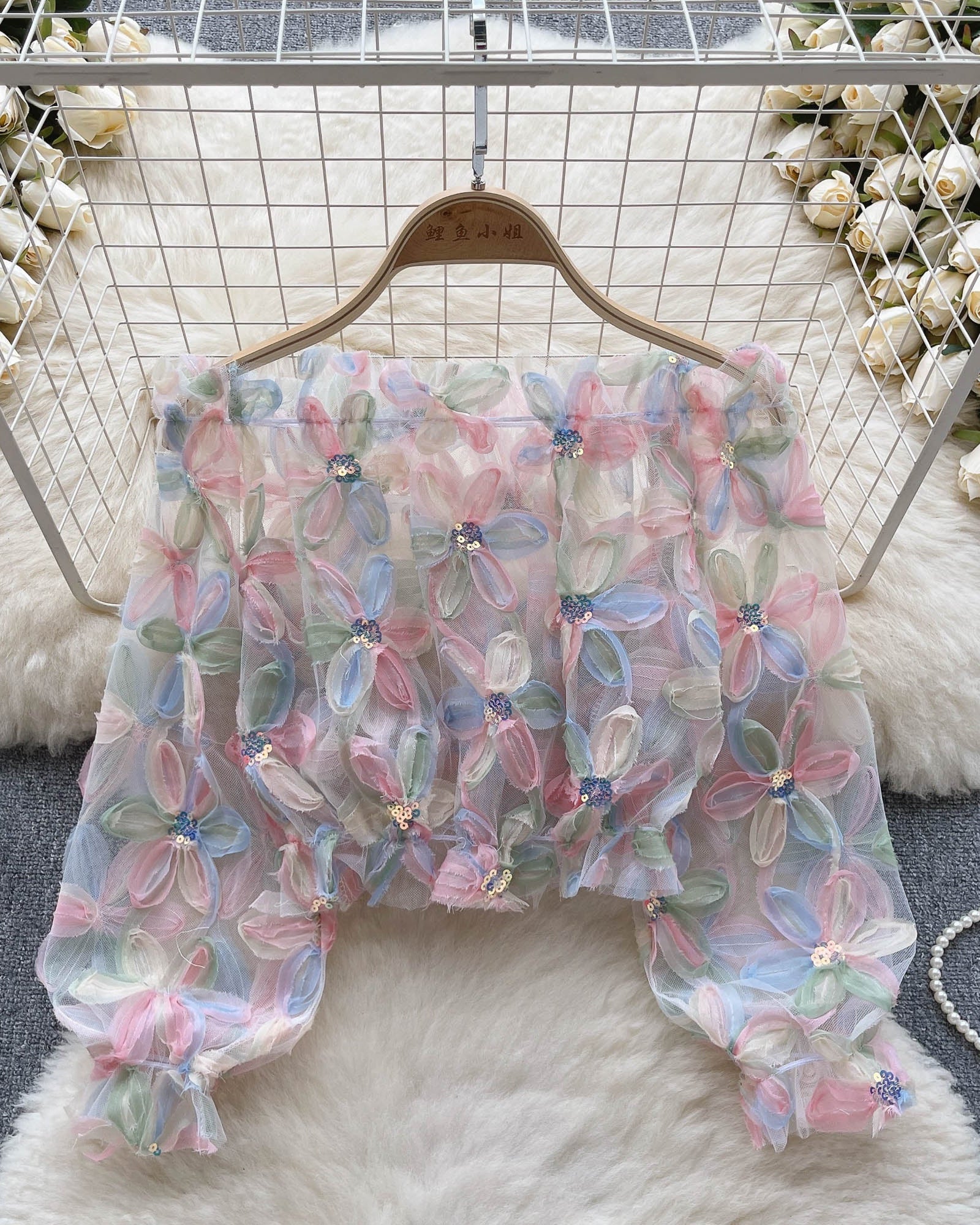 Cropped Ombro A Ombro Manga Longa Transparente Serena