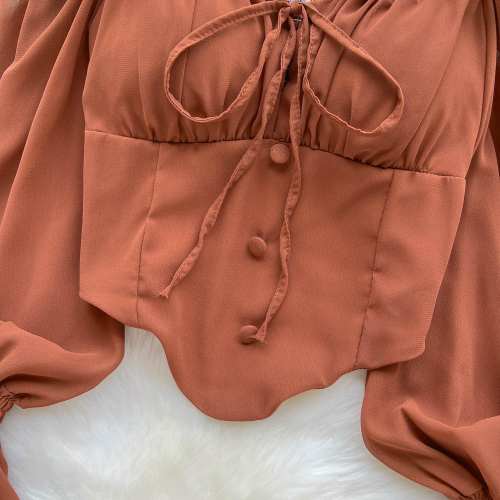 Cropped Manga Flare Decote Halter Valentina