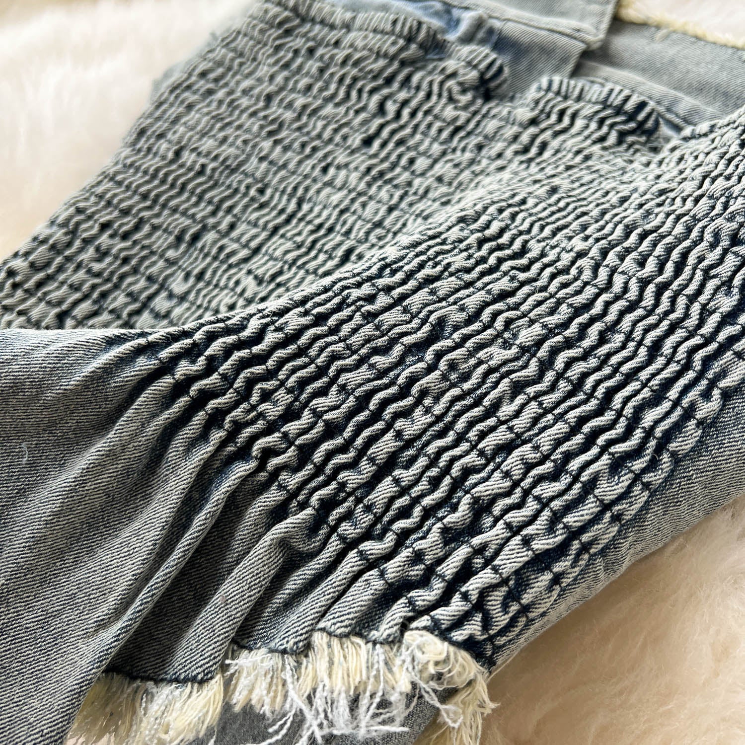 Conjunto Top Tomara Que Caia Saia Longa Fenda Frontal Jeans Íris