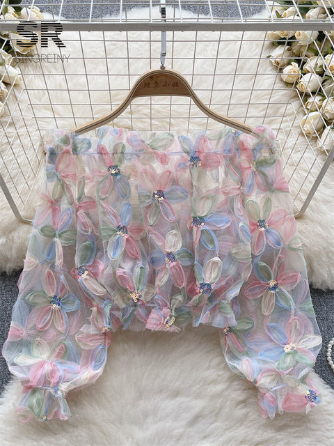 Cropped Ombro A Ombro Manga Longa Transparente Serena