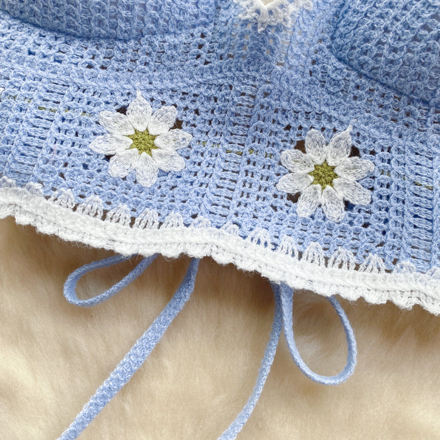 Top Tricô Floral Alça Fina Aurora