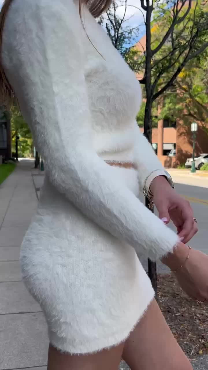 Conjunto Manga Longa Saia Curta Bianca