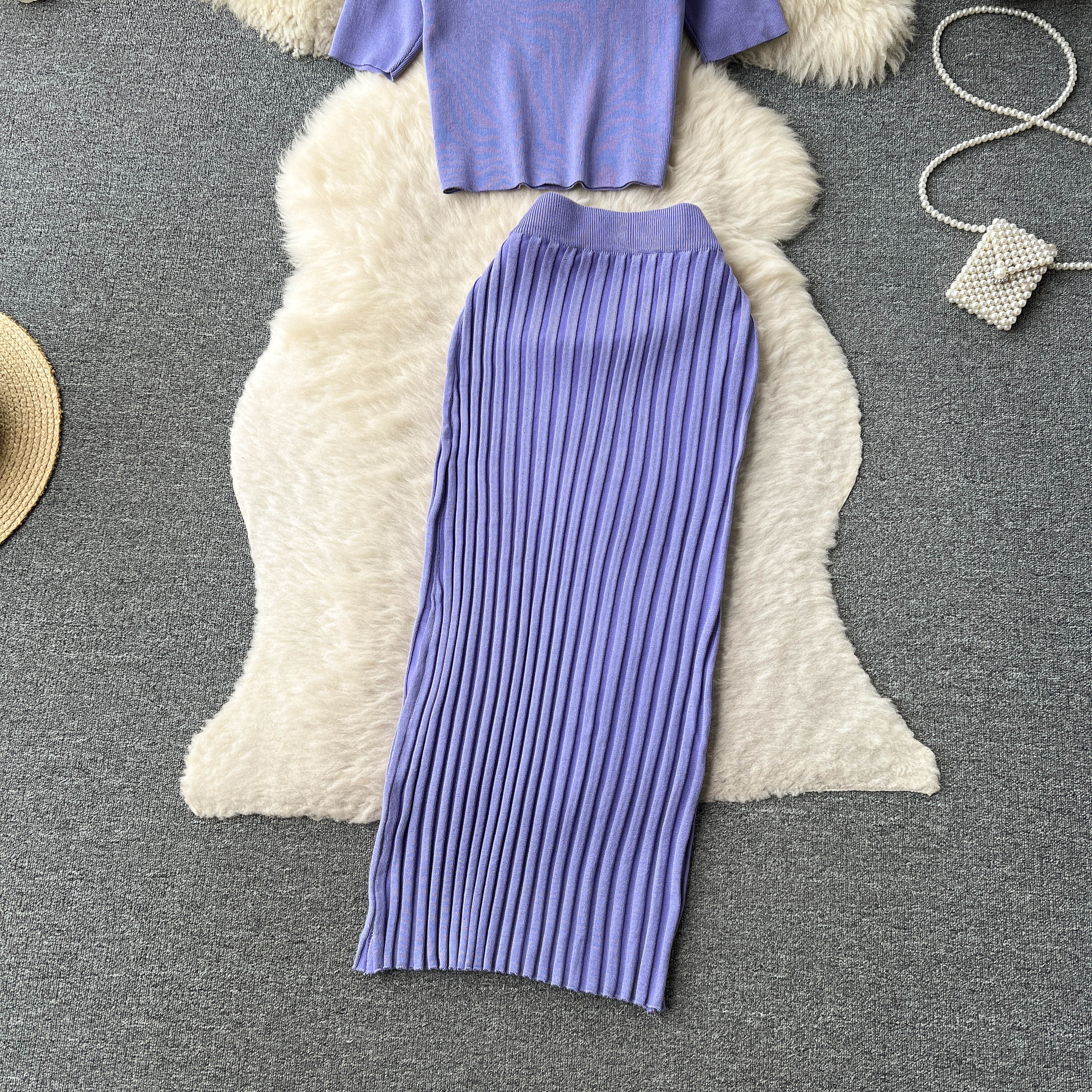 Conjunto Cropped Manga Curta Saia Midi Luna