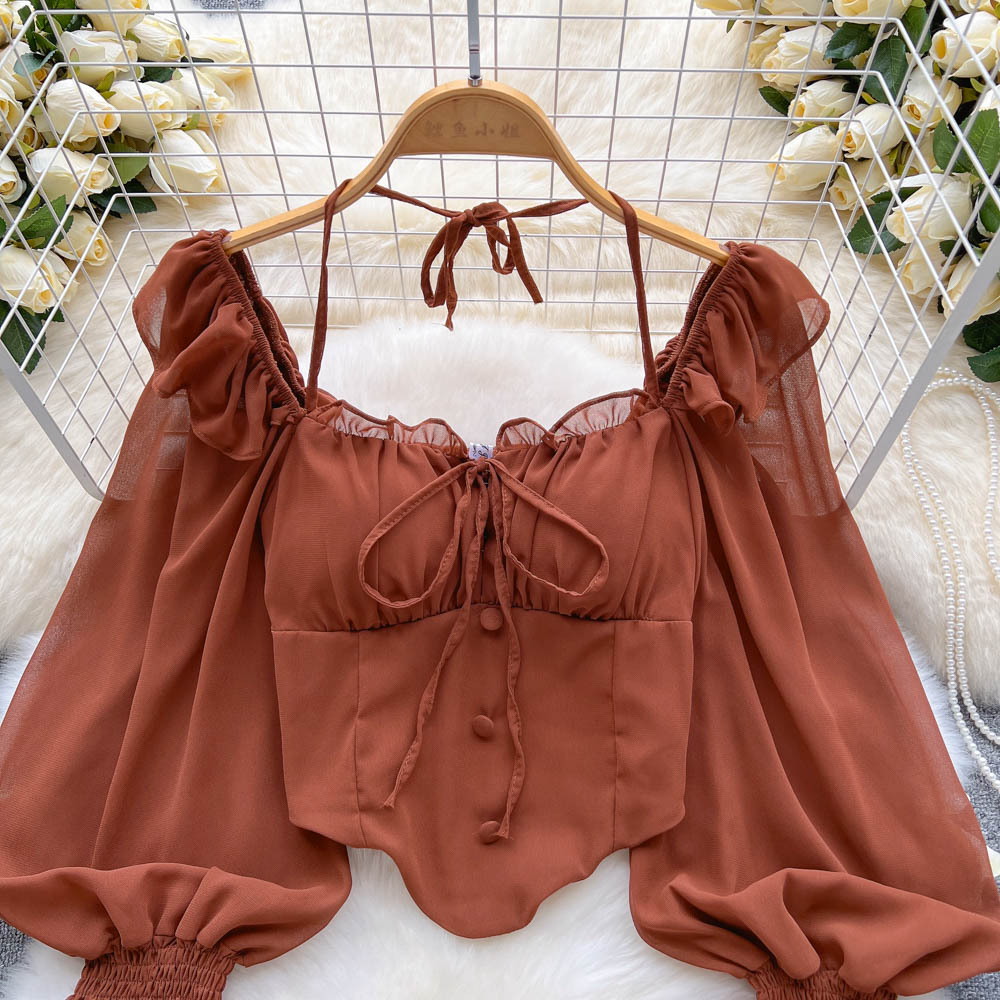 Cropped Manga Flare Decote Halter Valentina