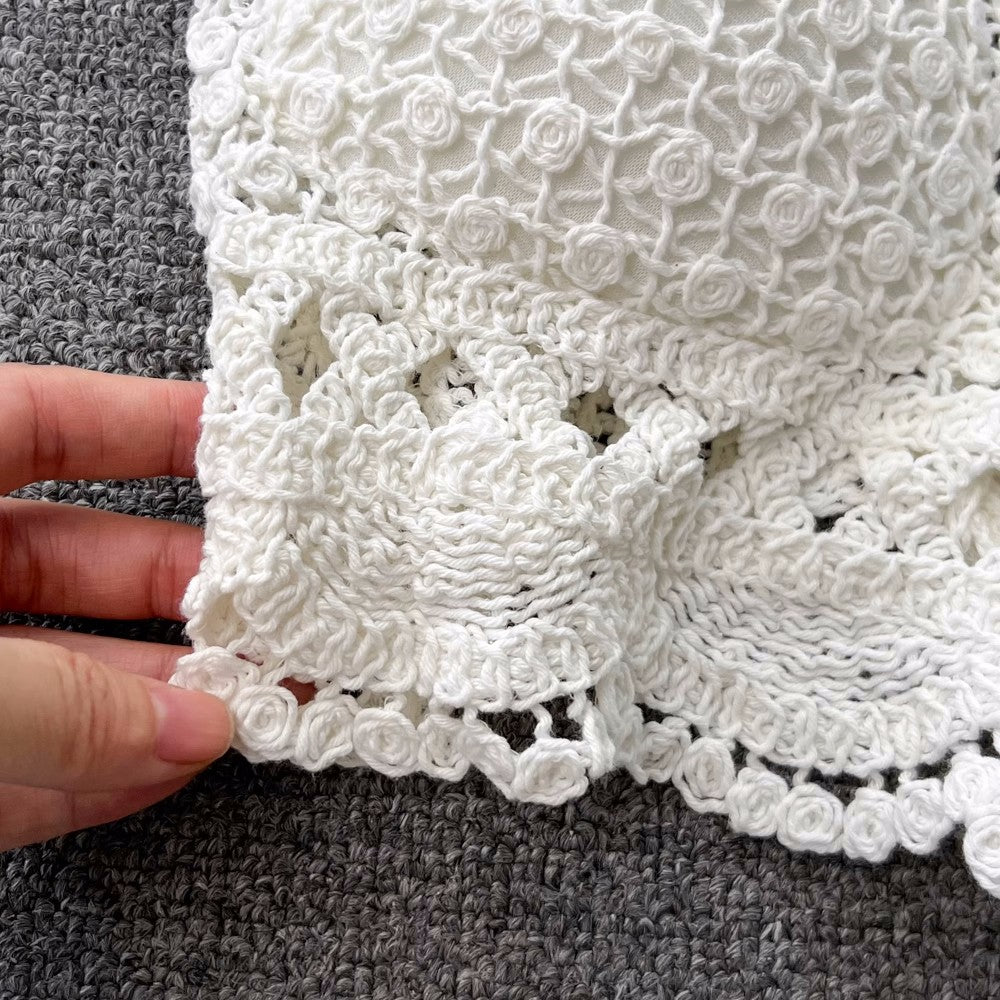 Conjunto Cropped Renda Crochê Short Ibiza