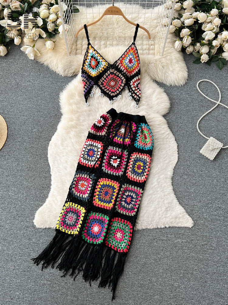 Conjunto Longo Top Assimetrico Saia Longa Recortes Helena