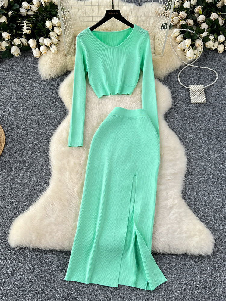 Conjunto Cropped Manga Longa Saia Longa Sofia