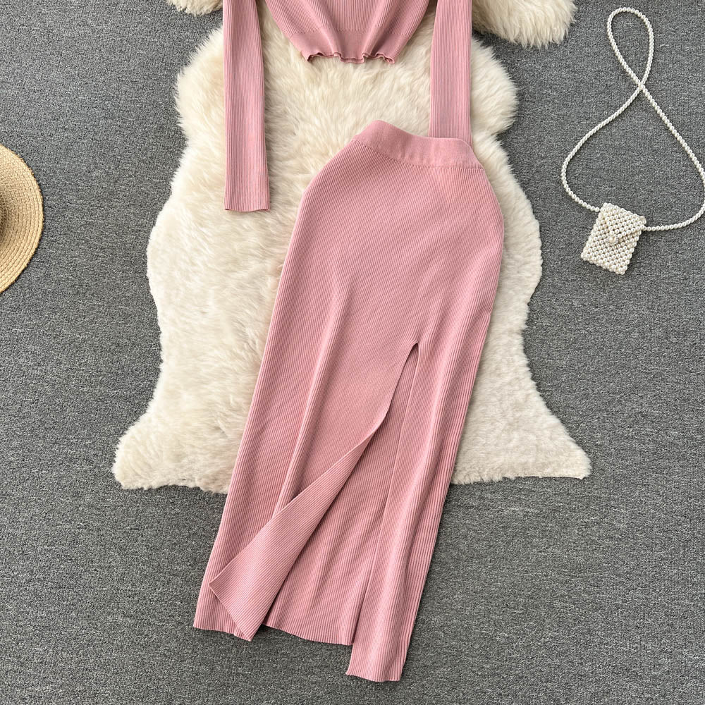 Conjunto Cropped Manga Longa Saia Longa Sofia