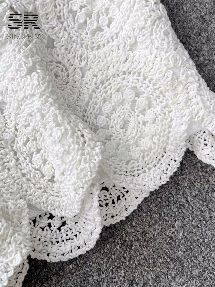 Conjunto Cropped Renda Crochê Short Ibiza